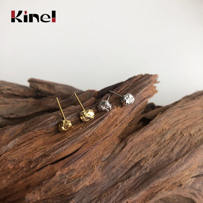 

Kinel Irregular Small Stud Earrings Simple Fashion Jewelry Real 925 Sterling Silver Earrings for Women Girl Party Gifts