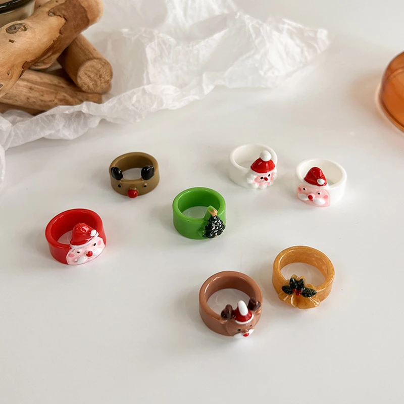 

Christmas Acrylic Ring Santa Claus Elk Christmas Decorations For Home Happy New Year Christmas Ring 2022 Christmas Ornaments