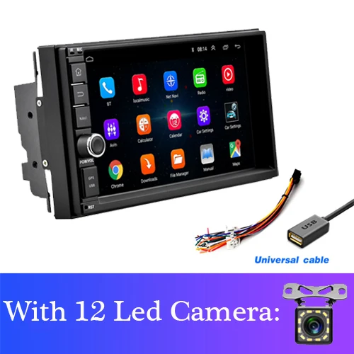 With 12 Led Camera AMPrime 2 Din Car Radio 7" Android Car Multimedia GPS Navigation Bluetooth Touch screen Wifi Car Audio Stereo FM USB MP5 player - Цвет: With 12 Led Camera