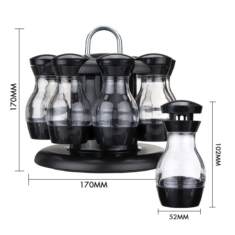 

16pcs Rotating Spice Rack Jars for Spices Salt Pepper Spicy Container SeasoningJar Holder Kitchen Organizer Storage Pepper Spray