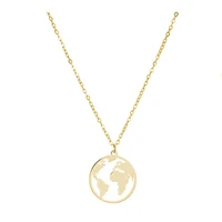 new world map necklace small circle hollow out pendant clavicle chain necklace for women jewelry decoration gift