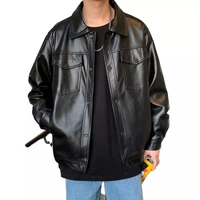 2022 spring autumn new loose soft leather jacket single breasted pu jacket men casual biker jacket men jacket leather