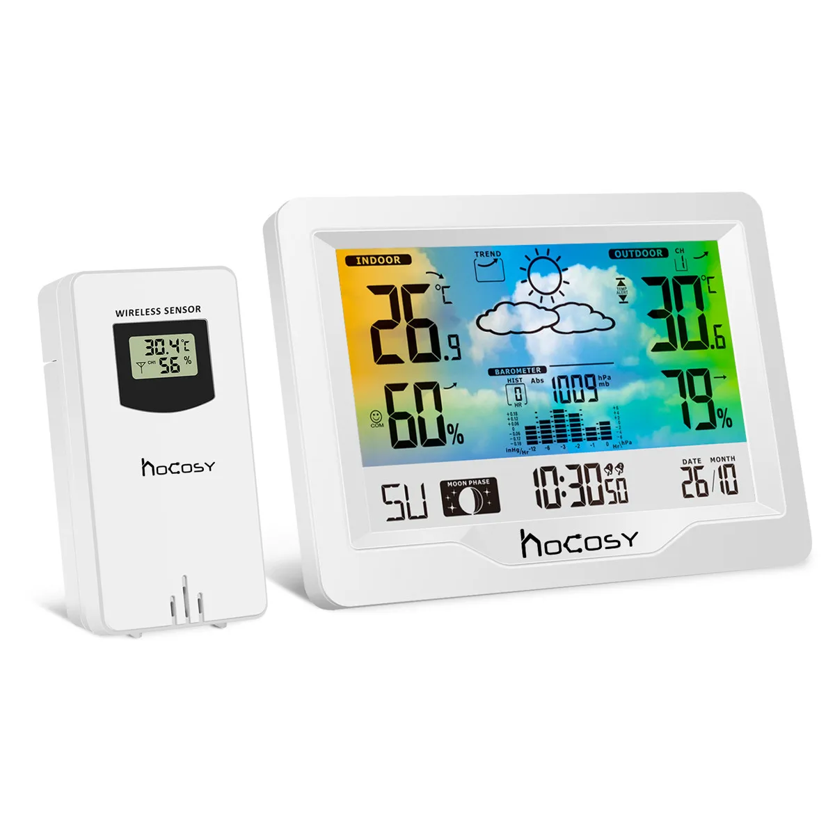 

Indoor Outdoor Wireless Touch Weather Station Forecast Sensor Thermometer Hygrometer Meter Calendar Backlight Desktop Clock