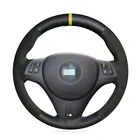 Черный замшевый кожаный чехол рулевого колеса автомобиля для BMW M Sport M3 E90 E91 E92 E93 E87 E81 E82 E88 запчасти