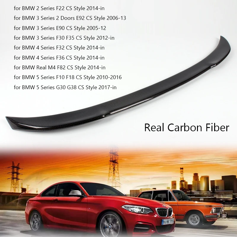 

Real Carbon Fiber Car Rear Spoiler for BMW 2/3/4/5 Series F22 E92 E90 F30 F35 F32 F36 M4/F82 F10 F18 G30 G38 CS Style Rear Wing