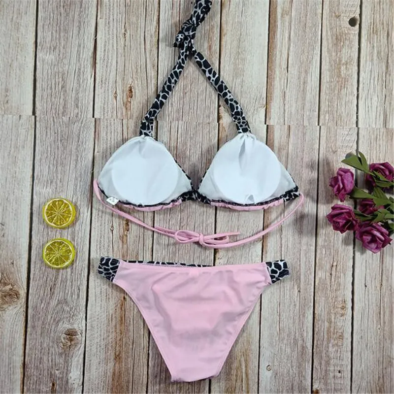 

Women Swimsuit Push Up Solid Swimwear High Cut Floral Bathing Suit with Padded Bikini Set Bikini Swimwear Women 2021