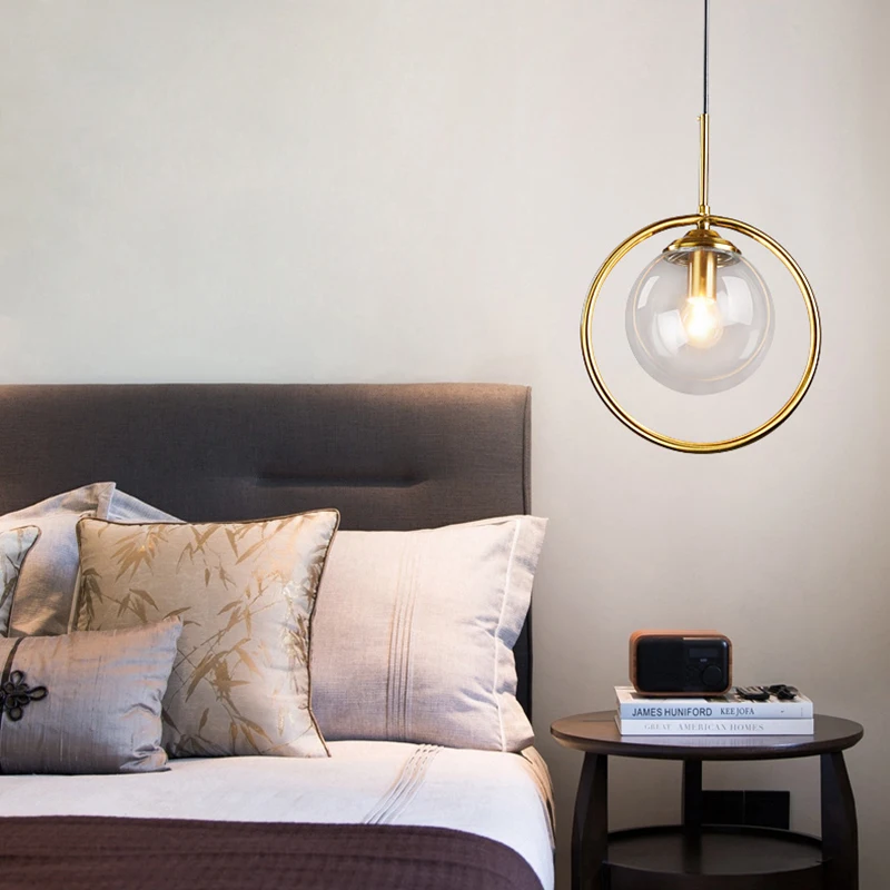 

Post Modern LED Pendant Lamp Art Circle Glass Ball Pendant Lights Living Room Bedroom Lighting Indoor Decoration Hanging Lamp