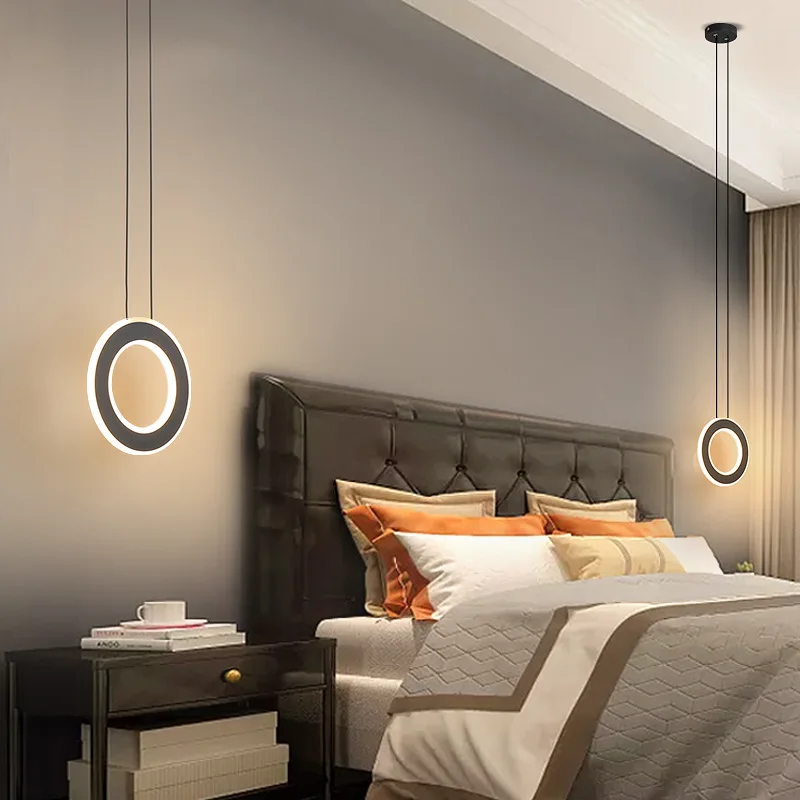 

Modern LED Bed Side Pendant Lights for High Ceilings Bedroom Living Table Pink White Pink Hanging Suspension Lamp Luminaire