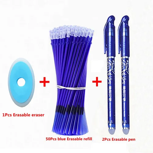 53Pcs blue set-G 53Pcs/lot 0.38mm Erasable Washable Pen Refill Rod for Handle Blue/Black Ink Gel Pen School Office Writing Supplies Stationery - Цвет: 53Pcs blue set-G