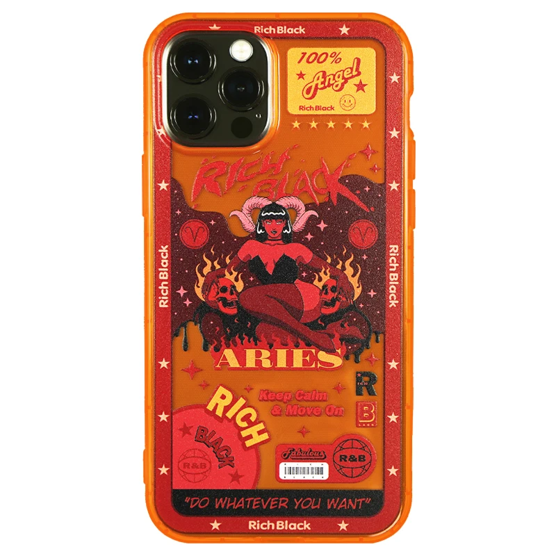 

Mark Lona original design constellation series Aries fluorescent orange transparent soft shell iPhone 12ProMax