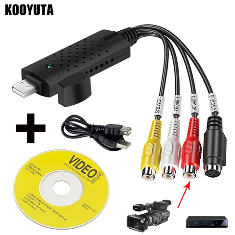 Адаптер для захвата видео, USB 2,0, 4-канальное видео, TV, DVD, VHS, Захват аудио, ПК, конвертер - изображение