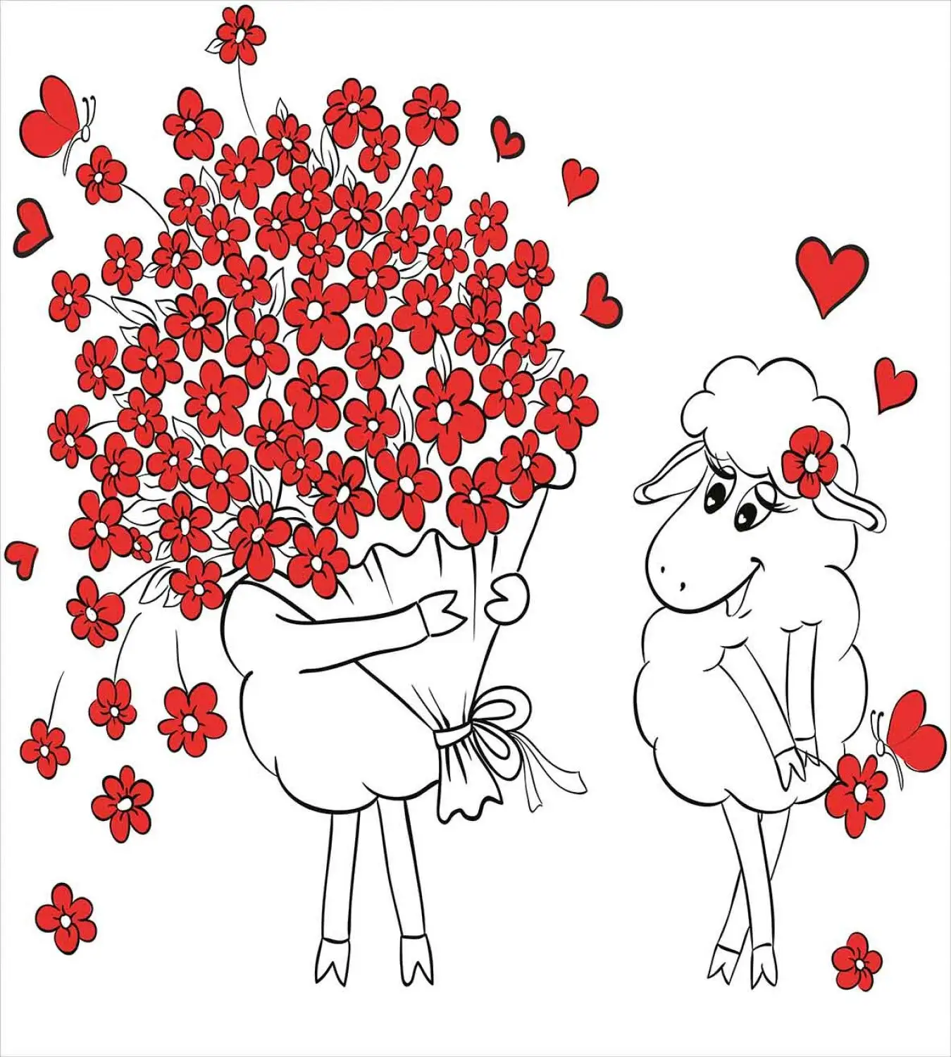 Набор пододеяльников для пуховых одеял влюбленных коз букет сердец Валентина