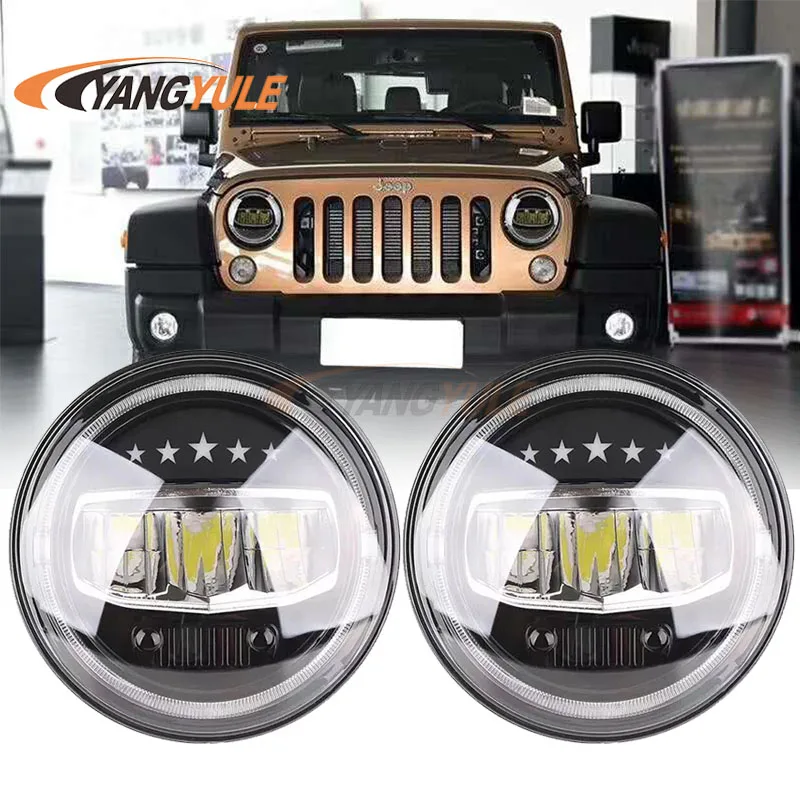 7-дюйсветильник вый круглый светодиодный налобный фонарь для Jeep Wrangler JK TJ LJ CJ Rubicon