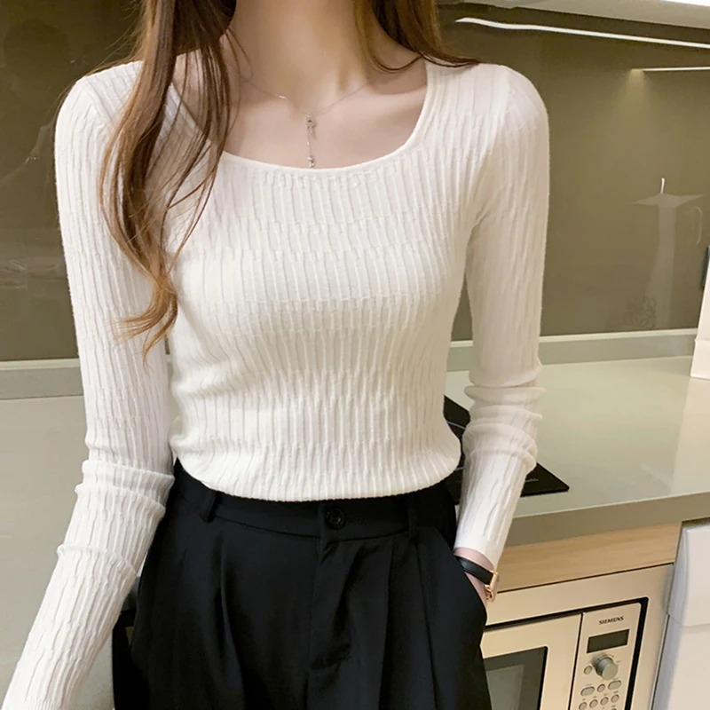 

2020 Casual O-Neck Sweater Autumn Winter Slim Sweater Women Solid Knit Ssweaters Pullovers Long Sleeve Soft Femme Jumper Top
