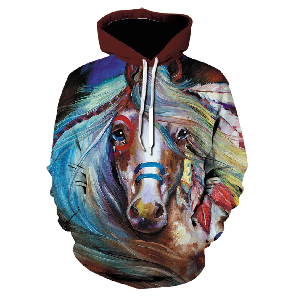 

2021 New Fashion Animal Horse Novelty Pattern Hoodie 3D Printing Men's Women's Children's Sweatshirt Pullover Streetwear Sweater