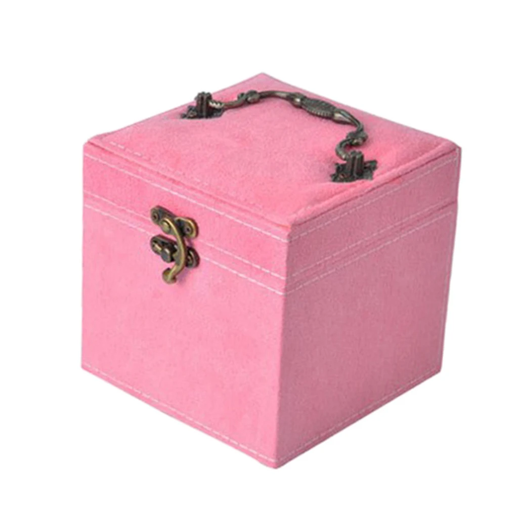 

Womens Flannel Fuzzy Jewelry Box Display Case Portable Organizer Mini Chest
