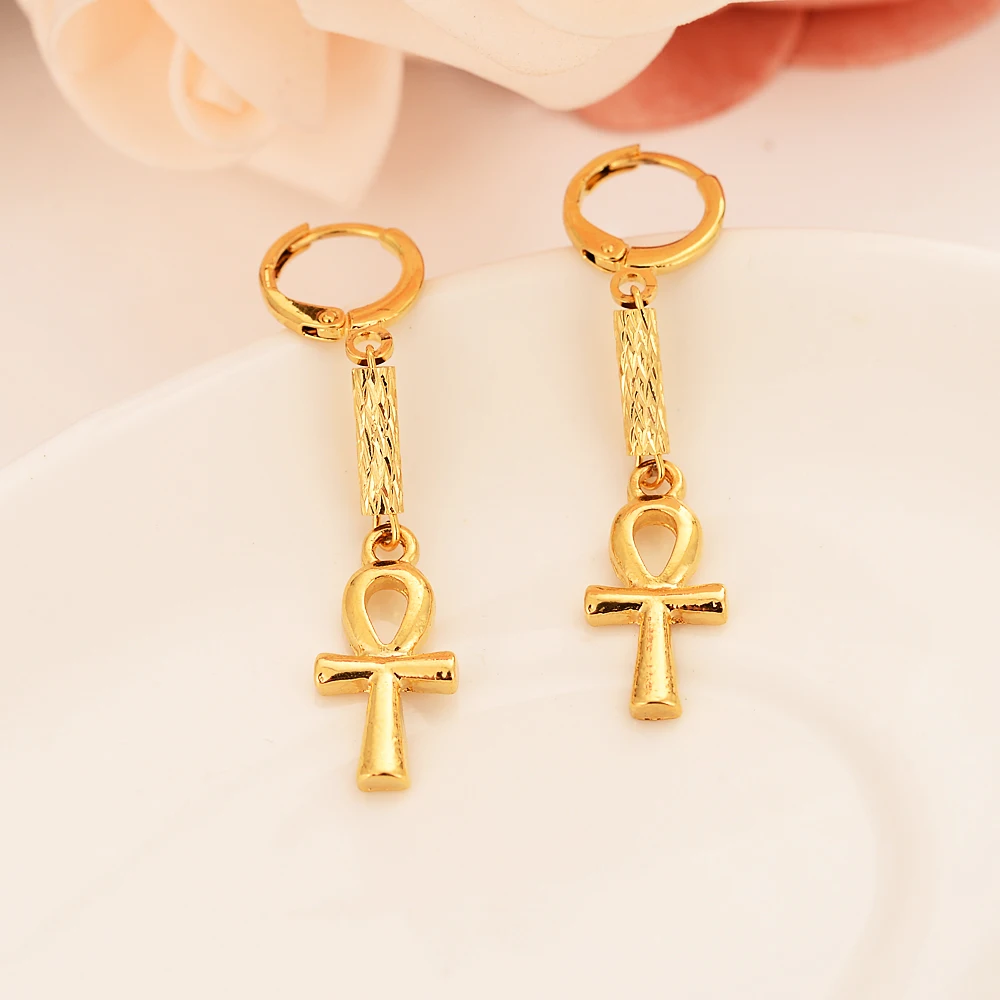 Золотые бусины Египетский крест висячие серьги эфир/Нигерия/Кению/Гана