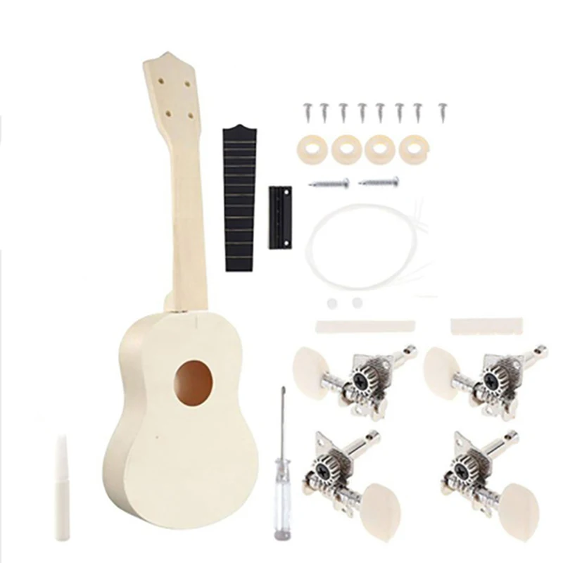 Tenor Children Ukulele Diy Wood White Barato Beginner Small Guitar Accessories Set Sports Assembly Guitarra Instruments ZZ50YL enlarge