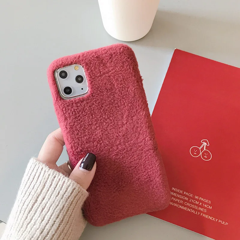 Для iPhone 11 Pro Max 7 8 6 6s Plus X XR XS чехол Мягкая теплая шерстяная плюшевая Противоударная