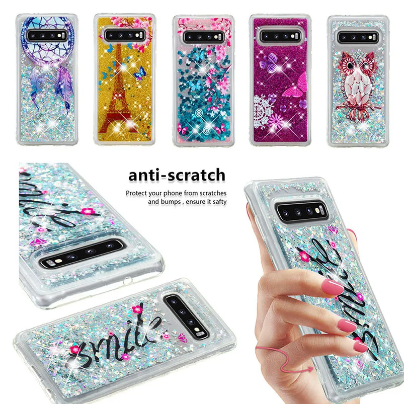 Цветной Блестящий с жидкостью зыбучий песок Прозрачный чехол для samsung Galaxy S7 Edge S8 S9