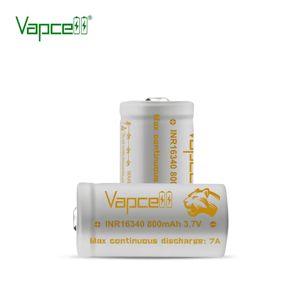 Бесплатная доставка Высокая мощность HKJ тест Vapcell 16340 800mah 7A 3 7 v RCR123A аккумуляторная