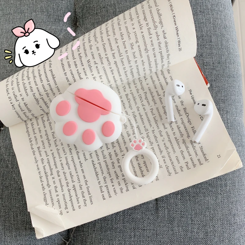 Чехол с 3D милым аниме-принтом Kawaii для Airpods 1 2, беспроводной чехол для наушников с кольцом на палец