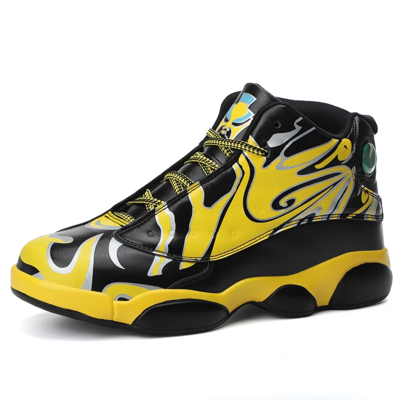 Boys Basketball Boots Yellow Youth Athletic Trainers Training Classic Men Basketball Shoes Stylish Retro Sport Shoes Men 36-46 - Цвет: Yellow