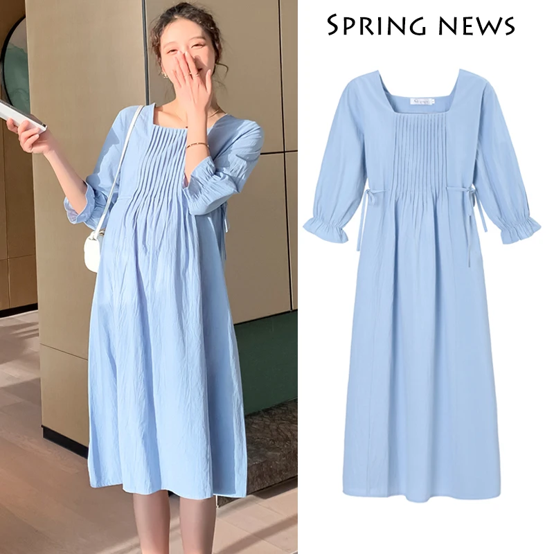 

Шикарное Хлопковое платье для беременных женщин, весна-лето 912 #2021, корейская модная свободная одежда в складку для беременных женщин