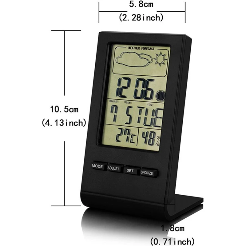 

Thermometer Hygrometer Indicator Indoor/Outdoor Weather Station Automatic Electronic Temperature Humidity Monitor Clock