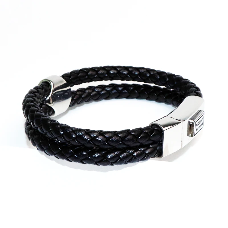 Кожаный браслет ручной работы BB048 для женщин и мужчин с пряжкой из нержавеющей