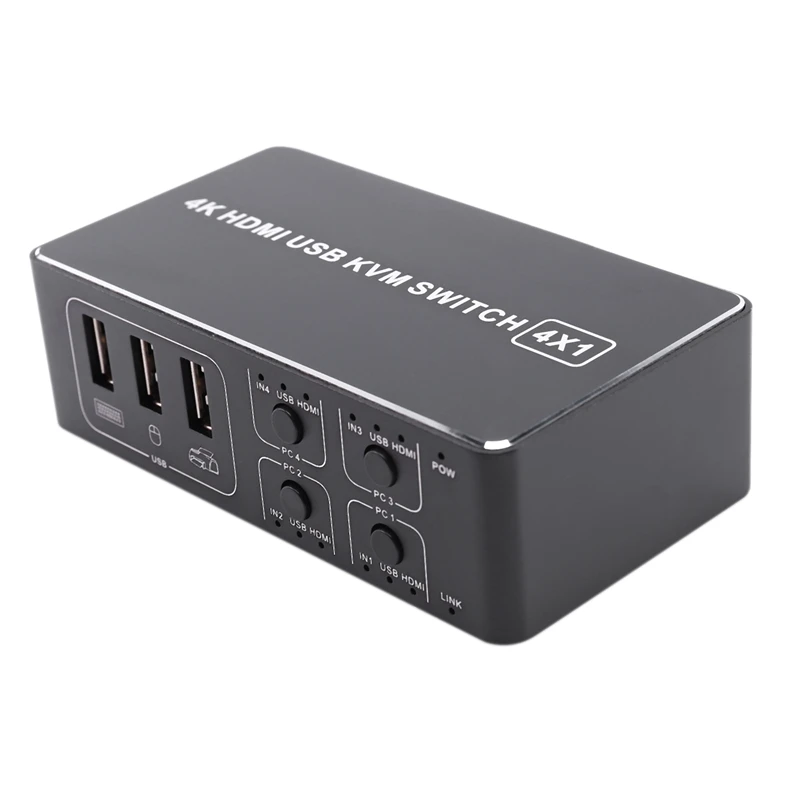

4 Port HDMI KVM Switch 4K USB HDMI KVM Switcher 4 in 1 Out Hot USB HDMI for Mouse Keyboard for Win7 Win10 for MAC