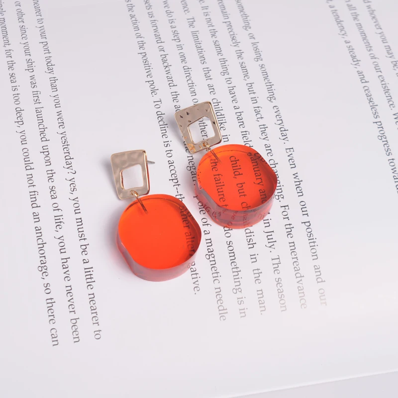 Женские акриловые серьги ZA модные оранжевые красные золотые гвоздики из смолы