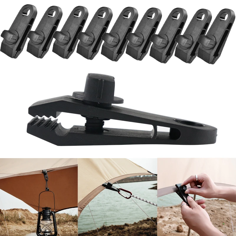 

10PCS Tarp Clips Hangers Thumb Screw Camping Tent Clamps Lock Grip Heavy Duty Plastic Clips Sewing Accessories