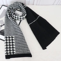 designer luxury houndstooth scarf for women fashion casual warm shawl ladies winter brand dual use scarf padded collar scarves