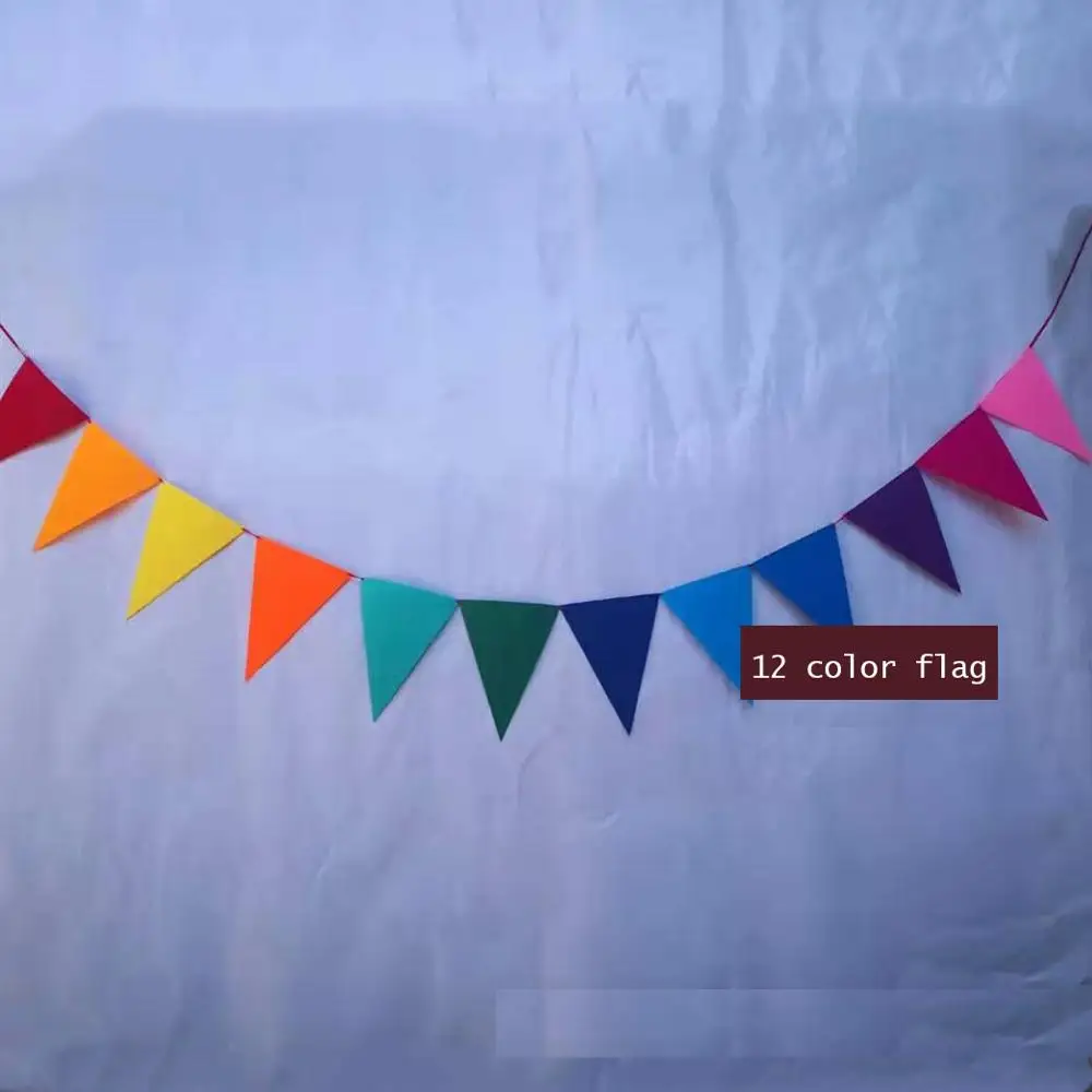 12 Color Flags 4 м 12 флагов Красочные флаги фетровые флажки нетканый материал флажки баннер флажки «С Днем Рождения» Висячие гирлянды украшения поставки - Цвет: 12 Color Flags