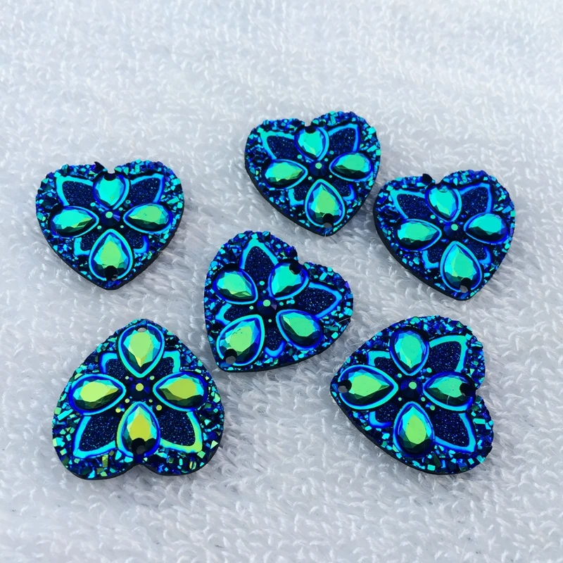 Стразы с сердечками и рисунком 25 мм цветочный дизайн AB искусственные хрустальные