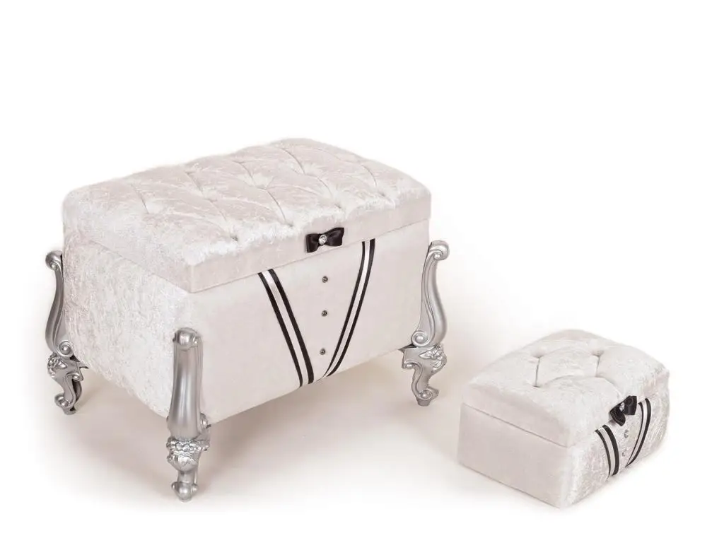 

Bow tie Luxury Velvet 2'li Dower chest Cream