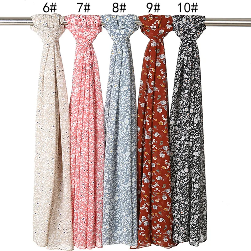 

Новый шифоновый хиджаб с принтом, шарф, бандана, Цветочная шаль, Женский мусульманский головной шарф, головной платок, исламский стиль