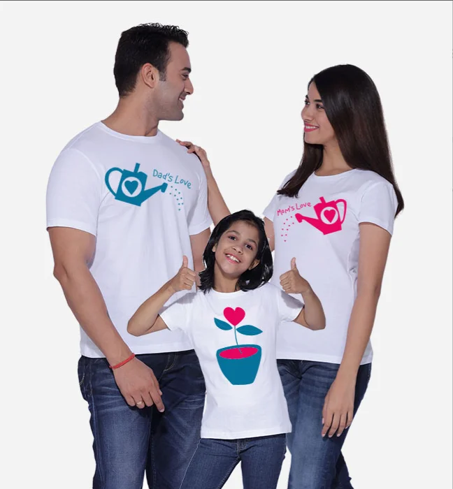 

Funny Dad Love Mom Love T Shirt Family Matching Outfits Mom and Dad and Children T-shirt