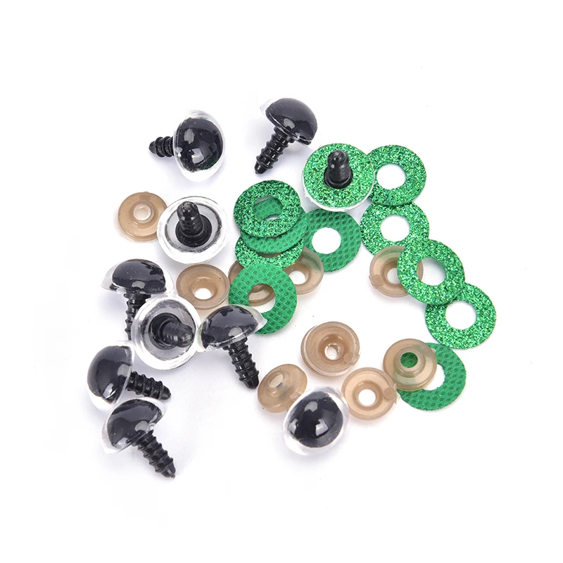 

10 Pcs Clear Trapezoid Plastic Safety Toy Eyes + Glitter Nonwovens 3 Colors To Choose 16mm