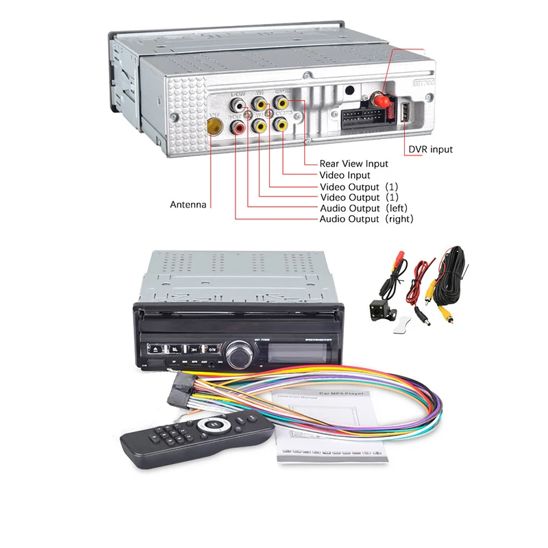 

Essgoo 7'' Car Radio 1din Retractable MP5 Player Car Player Bluetooth FM USB SD Rear View Camera Idin Autoradio