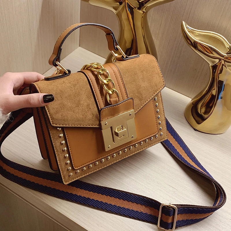 

2021 Brand Women Bags Luxury Handbags Women Messenger Bags Cover Rivet Bag Girls Fashion Shoulder Bag Ladies PU Leather Handbags