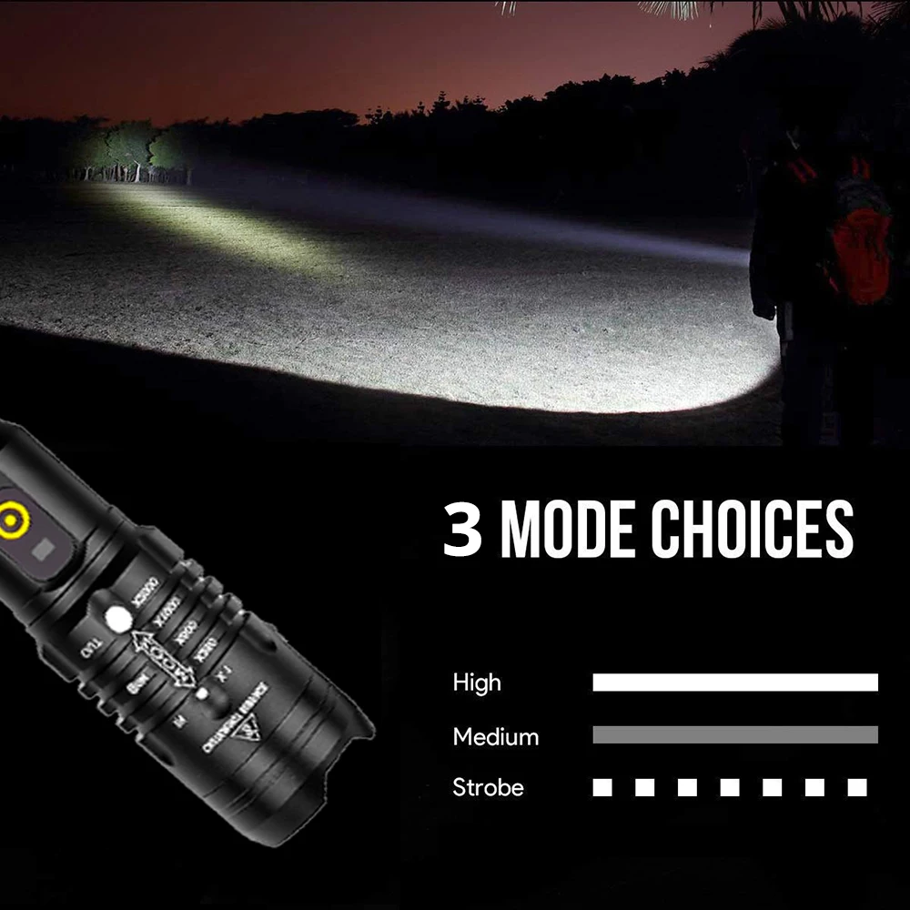Суперъяркий светодиодный фонарик XHP50 перезаряжаемый 3 режима освещения