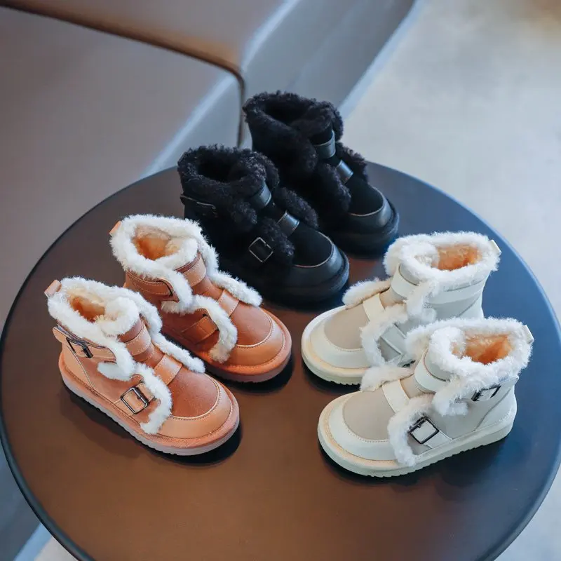 

Женские ботинки на низком каблуке, однотонные Нескользящие теплые ботинки с застежкой-липучкой и круглым носком, зима 2021