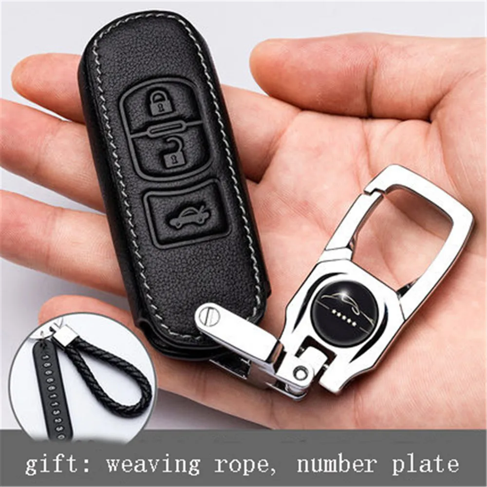 Чехол кожаный для автомобильного ключа чехол ключей с номерной табличкой mazda cx 5 6