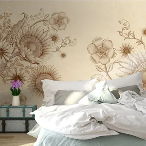retro sunflower wallpaper custom 3d flower plant wall covering mural wallpaper kids bedroom living room studio sofa background free global shipping