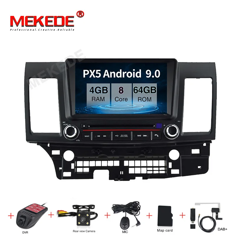MEKEDE 4G ram для Mitsubishi Lancer 10 CY 2007-2012 автомобильный Радио Мультимедиа Видео плеер навигация gps Android 9,0 2din 2 din dvd