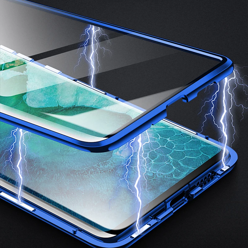 Двойной Стекло чехол для huawei Честь V30 вид 30 Pro Чехол-Броня из металла магнитное закаленное стекло чехол для huawei Honor V30 V 30 Pro 5G