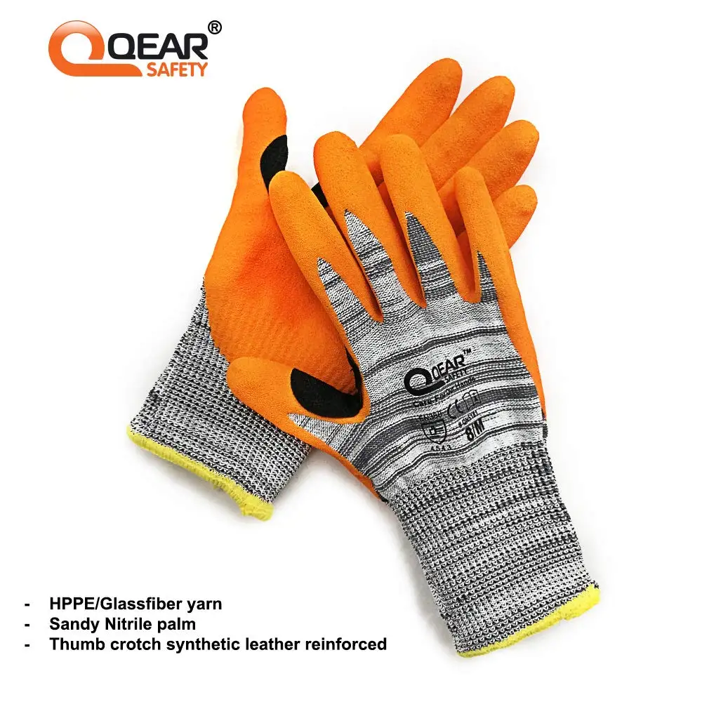 Одна пара перчаток для защиты от порезов, уровень 5, покрытие из нитриловой пенорезины, многофункциональные для работы с механизмами, стеклом и стальными пластинами.