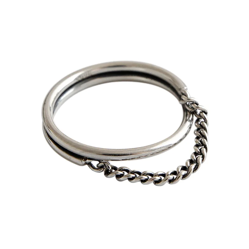 

Pure S925 Sterling Silver Vintage Minimalism Ring Classicism personality Trend Wild Silver Ladies Hand Jewelry